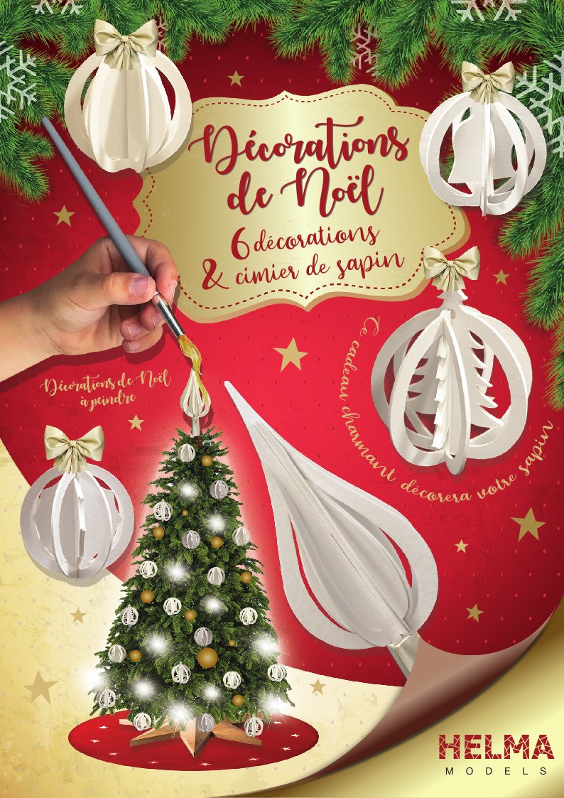 Décorations de Noël “Super Ensemble“ – 6 Décorations et Cimier de Noël